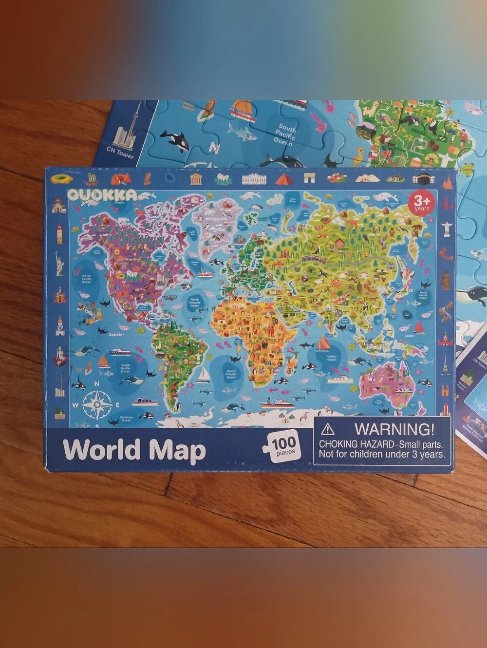 3/$10 🌟 Kids Quokka Colorful World Map 100 Piece Educational Jigsaw Puzzle